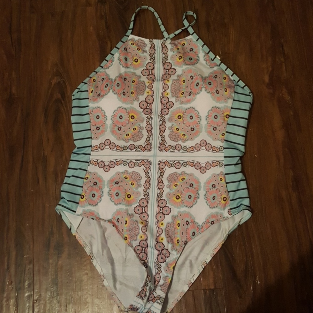 Floral beachy one piece swimsuit